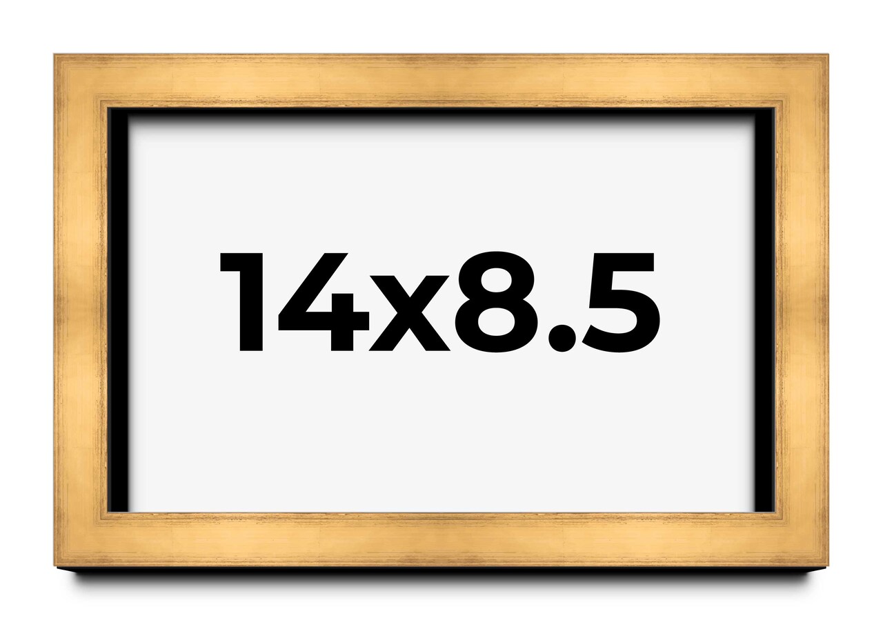 Photo Size Shadow Box 1.5" Depth Gold Picture Frame - UV Acrylic, Backing, Hanging Hardware
